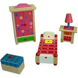 Charls Toys houten poppenhuis meubeltjes kinderkamer